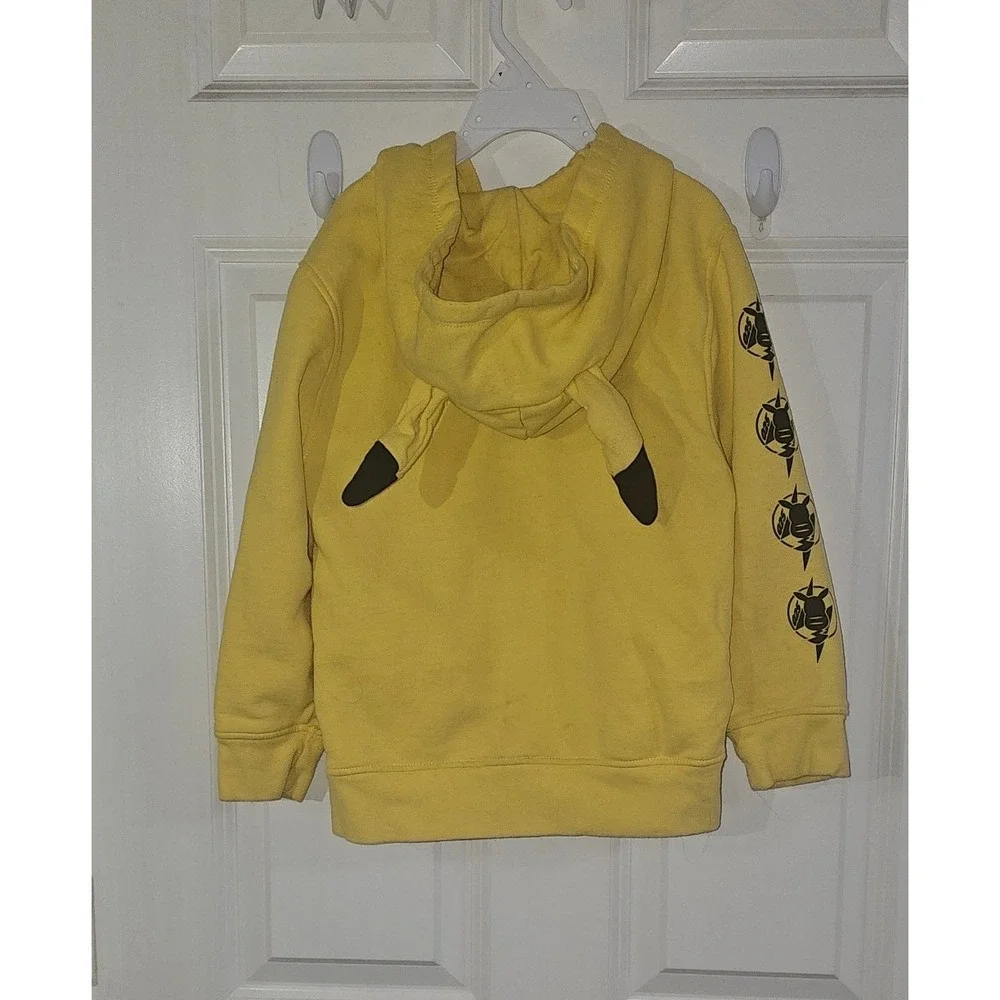 Pokemon Pikachu Boys Yellow Full Zip Hoodie 3D Ears Graphic Sweatshirt Sz Small - Picture 5 of 6